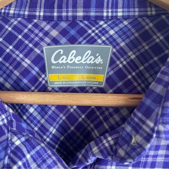 Cabela's Women's Purple and White Checkered Heavier Weight Flannel Shirt - Picture 5 of 5